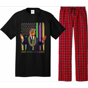 Keep Mardi Gras Great Funny Trump Mardi Gras 2025 Flag Pajama Set