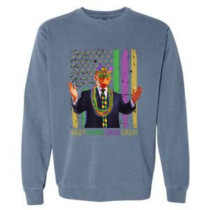 Keep Mardi Gras Great Funny Trump Mardi Gras 2025 Flag Garment-Dyed Sweatshirt