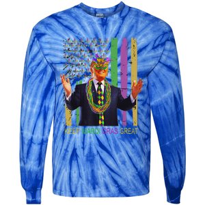 Keep Mardi Gras Great Trump Mardi Gras 2025 Tie-Dye Long Sleeve Shirt