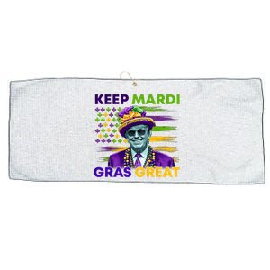 Keep Mardi Gras Great Trump Mardi Gras 2025 Flag Usa Funny Large Microfiber Waffle Golf Towel