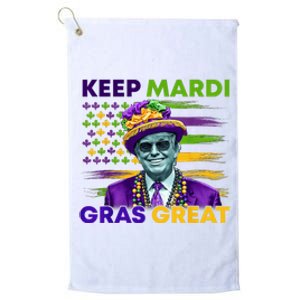 Keep Mardi Gras Great Trump Mardi Gras 2025 Flag Usa Funny Platinum Collection Golf Towel