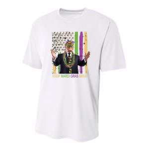 Keep Mardi Gras Great Funny Trump Mardi Gras Flag Youth Performance Sprint T-Shirt