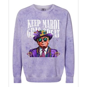 Keep Mardi Gras Great Trump Mardi Gras 2025 Flag Usa Funny Colorblast Crewneck Sweatshirt