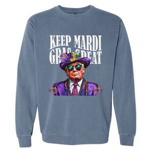 Keep Mardi Gras Great Trump Mardi Gras 2025 Flag Usa Funny Garment-Dyed Sweatshirt