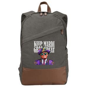 Keep Mardi Gras Great Trump Mardi Gras 2025 Flag Usa Funny Cotton Canvas Backpack