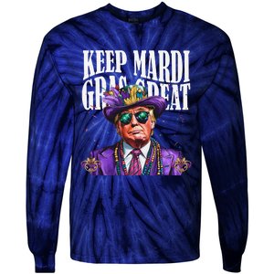 Keep Mardi Gras Great Trump Mardi Gras 2025 Flag Usa Funny Tie-Dye Long Sleeve Shirt