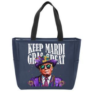 Keep Mardi Gras Great Trump Mardi Gras 2025 Flag Usa Funny Zip Tote Bag