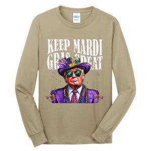 Keep Mardi Gras Great Trump Mardi Gras 2025 Flag Usa Funny Tall Long Sleeve T-Shirt