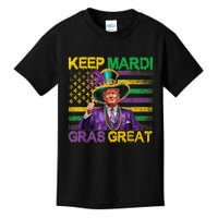 Keep Mardi Gras Great Funny Trump Mardi Gras 2025 Flag Kids T-Shirt