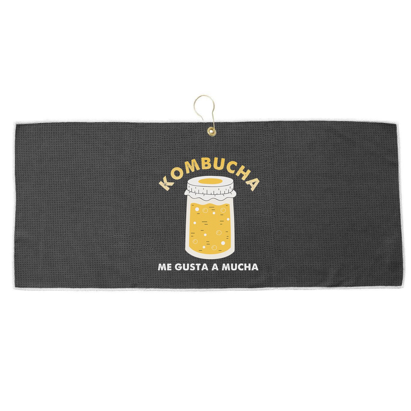 Kombucha Me Gusta A Mucha Scoby Pun Spanish Large Microfiber Waffle Golf Towel