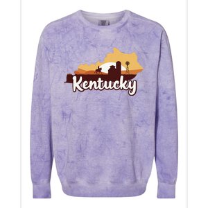 Kentucky Map Horse Riding Cow Barn Windmill Ky Souvenir Colorblast Crewneck Sweatshirt