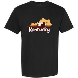 Kentucky Map Horse Riding Cow Barn Windmill Ky Souvenir Garment-Dyed Heavyweight T-Shirt