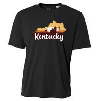 Kentucky Map Horse Riding Cow Barn Windmill Ky Souvenir Cooling Performance Crew T-Shirt