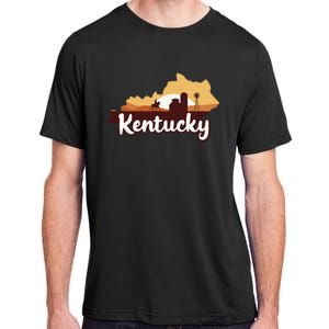 Kentucky Map Horse Riding Cow Barn Windmill Ky Souvenir Adult ChromaSoft Performance T-Shirt