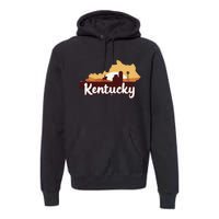 Kentucky Map Horse Riding Cow Barn Windmill Ky Souvenir Premium Hoodie