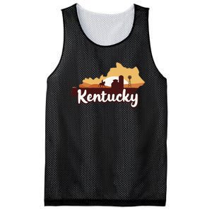 Kentucky Map Horse Riding Cow Barn Windmill Ky Souvenir Mesh Reversible Basketball Jersey Tank