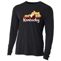 Kentucky Map Horse Riding Cow Barn Windmill Ky Souvenir Cooling Performance Long Sleeve Crew