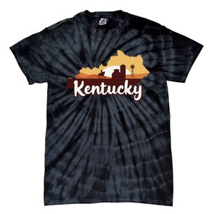 Kentucky Map Horse Riding Cow Barn Windmill Ky Souvenir Tie-Dye T-Shirt