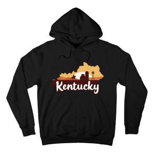 Kentucky Map Horse Riding Cow Barn Windmill Ky Souvenir Tall Hoodie