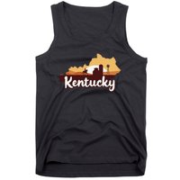 Kentucky Map Horse Riding Cow Barn Windmill Ky Souvenir Tank Top