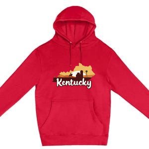 Kentucky Map Horse Riding Cow Barn Windmill Ky Souvenir Premium Pullover Hoodie