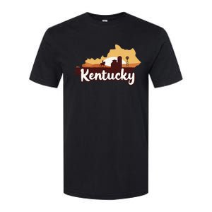 Kentucky Map Horse Riding Cow Barn Windmill Ky Souvenir Softstyle CVC T-Shirt