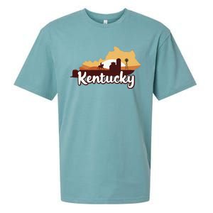 Kentucky Map Horse Riding Cow Barn Windmill Ky Souvenir Sueded Cloud Jersey T-Shirt