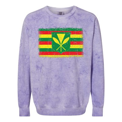 Kanaka Maoli Hawaiian Flag Pride Distressed Sovereign Gifts Colorblast Crewneck Sweatshirt