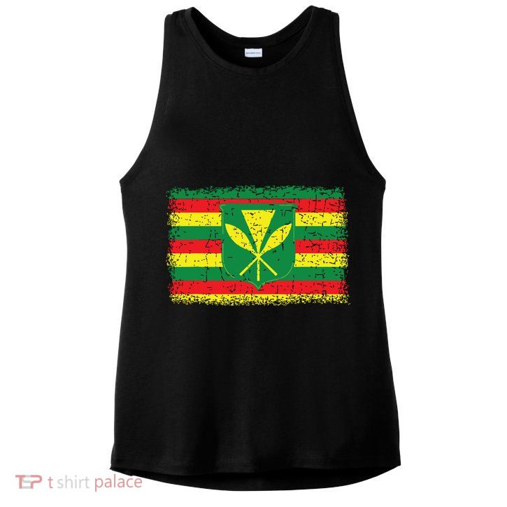 Kanaka Maoli Hawaiian Flag Pride Distressed Sovereign Gifts Ladies PosiCharge Tri-Blend Wicking Tank