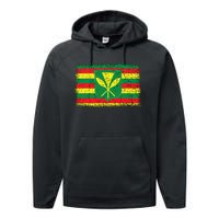 Kanaka Maoli Hawaiian Flag Pride Distressed Sovereign Gifts Performance Fleece Hoodie