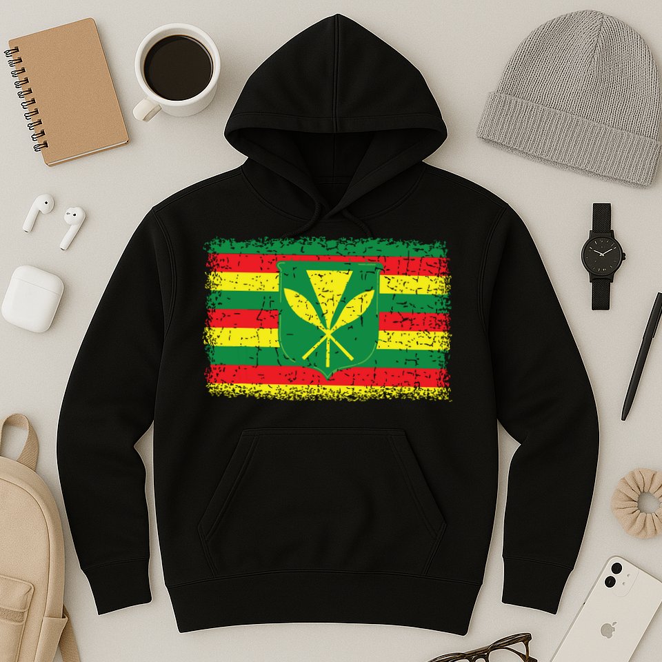 Kanaka Maoli Hawaiian Flag Pride Distressed Sovereign Gifts Hoodie