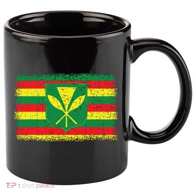 Kanaka Maoli Hawaiian Flag Pride Distressed Sovereign Gifts 11oz C Handle Ceramic Mug
