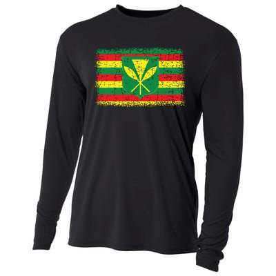 Kanaka Maoli Hawaiian Flag Pride Distressed Sovereign Gifts Cooling Performance Long Sleeve Crew