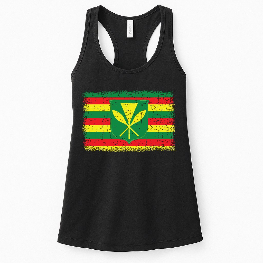Kanaka Maoli Hawaiian Flag Pride Distressed Sovereign Gifts Womens Tank Top