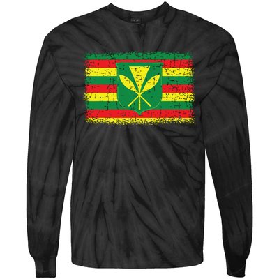 Kanaka Maoli Hawaiian Flag Pride Distressed Sovereign Gifts Tie-Dye Long Sleeve Shirt