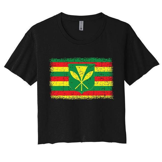 Kanaka Maoli Hawaiian Flag Pride Distressed Sovereign Gifts Crop Top