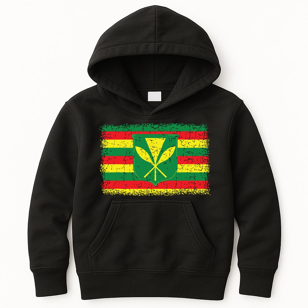 Kanaka Maoli Hawaiian Flag Pride Distressed Sovereign Gifts Kids Hoodie