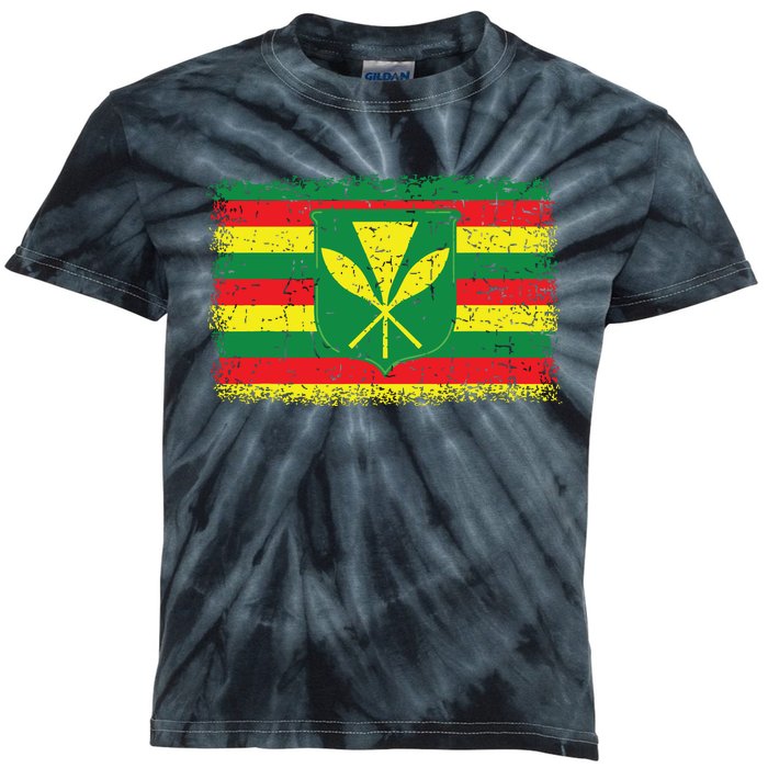 Kanaka Maoli Hawaiian Flag Pride Distressed Sovereign Gifts Kids Tie-Dye T-Shirt