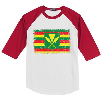 Kanaka Maoli Hawaiian Flag Pride Distressed Sovereign Gifts Kids Colorblock Raglan Jersey