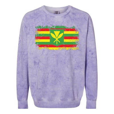 Kanaka Maoli Hawaiian Flag Pride Distressed Sovereign Gifts Colorblast Crewneck Sweatshirt