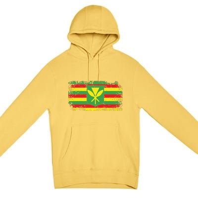 Kanaka Maoli Hawaiian Flag Pride Distressed Sovereign Gifts Premium Pullover Hoodie