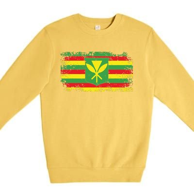 Kanaka Maoli Hawaiian Flag Pride Distressed Sovereign Gifts Premium Crewneck Sweatshirt