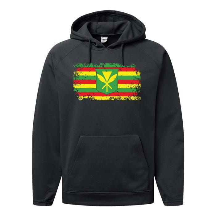 Kanaka Maoli Hawaiian Flag Pride Distressed Sovereign Gifts Performance Fleece Hoodie