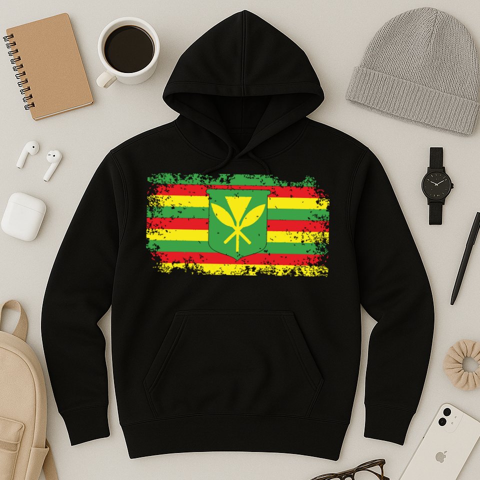 Kanaka Maoli Hawaiian Flag Pride Distressed Sovereign Gifts Hoodie