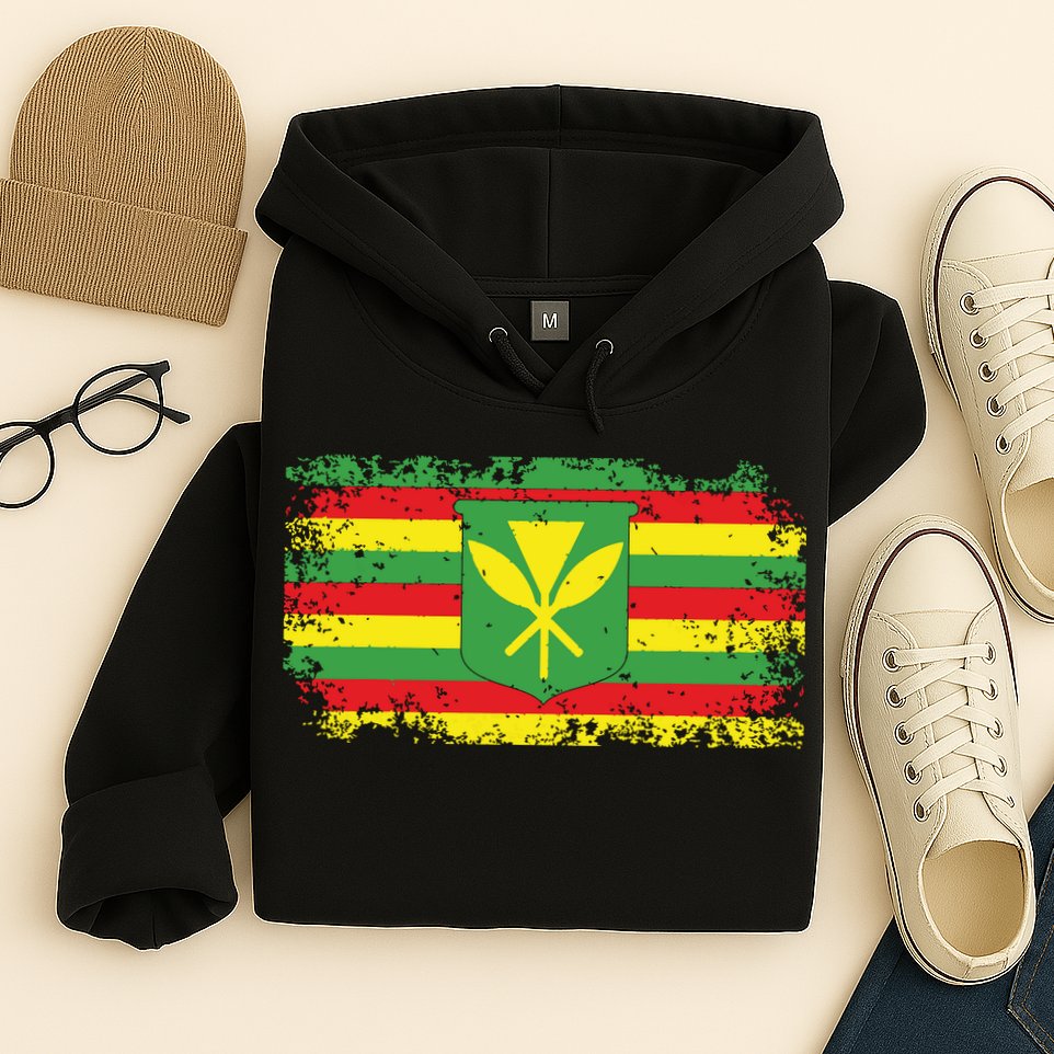 Kanaka Maoli Hawaiian Flag Pride Distressed Sovereign Gifts Hoodie