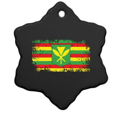 Kanaka Maoli Hawaiian Flag Pride Distressed Sovereign Gifts Ceramic Star Ornament