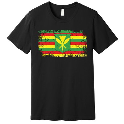 Kanaka Maoli Hawaiian Flag Pride Distressed Sovereign Gifts Premium T-Shirt