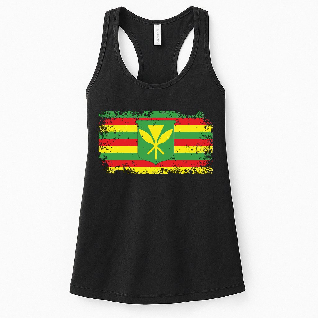 Kanaka Maoli Hawaiian Flag Pride Distressed Sovereign Gifts Womens Tank Top