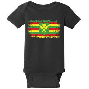 Kanaka Maoli Hawaiian Flag Pride Distressed Sovereign Gifts Baby Bodysuit