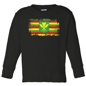 Kanaka Maoli Hawaiian Flag Pride Distressed Sovereign Gifts Toddler Long Sleeve Shirt